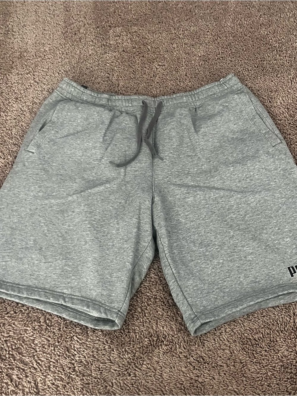 Puma Men's Gray Fleece Drawstring Shorts